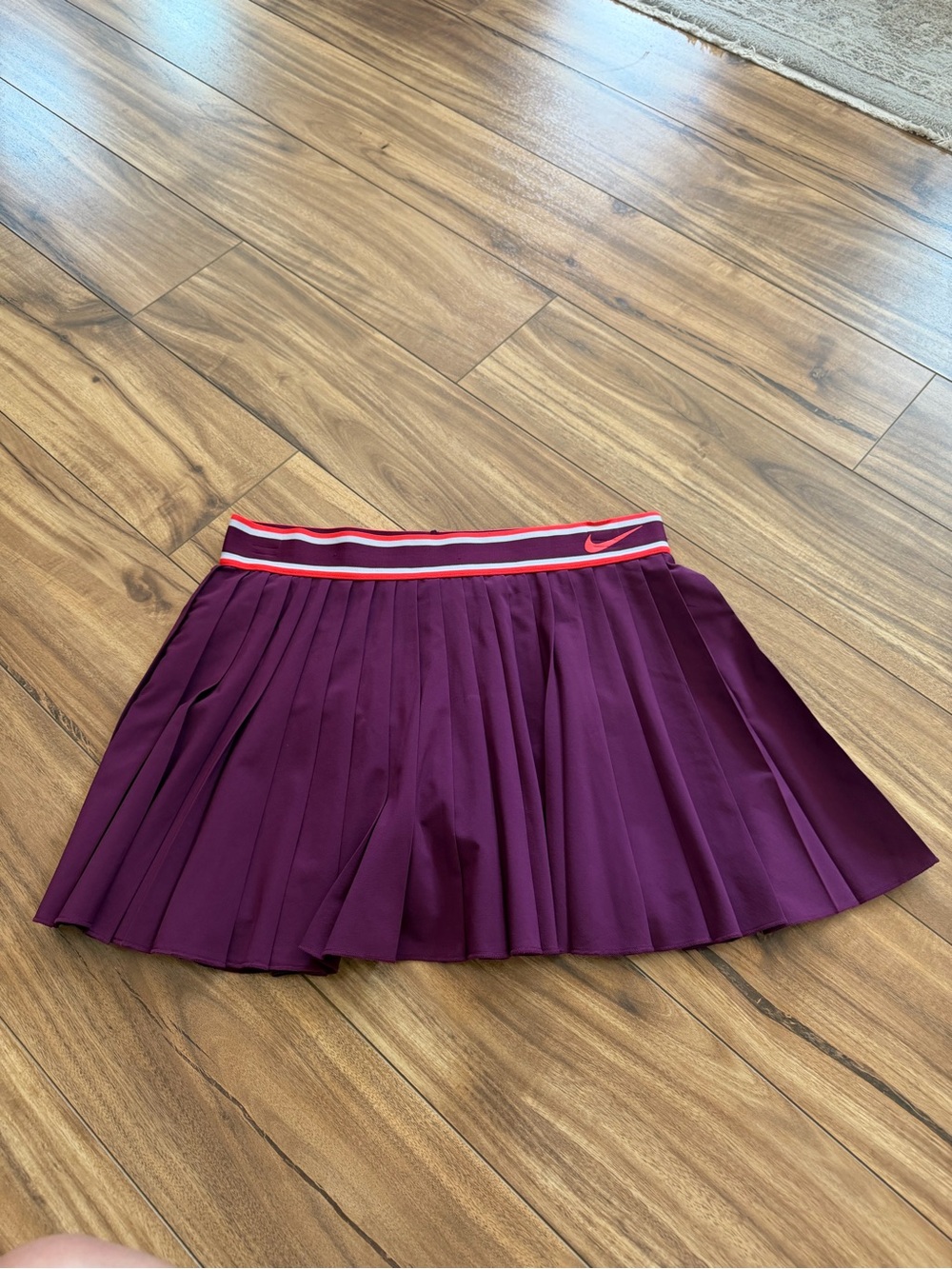 Nike Plum Pleated Skater Skirt with Striped Waistband